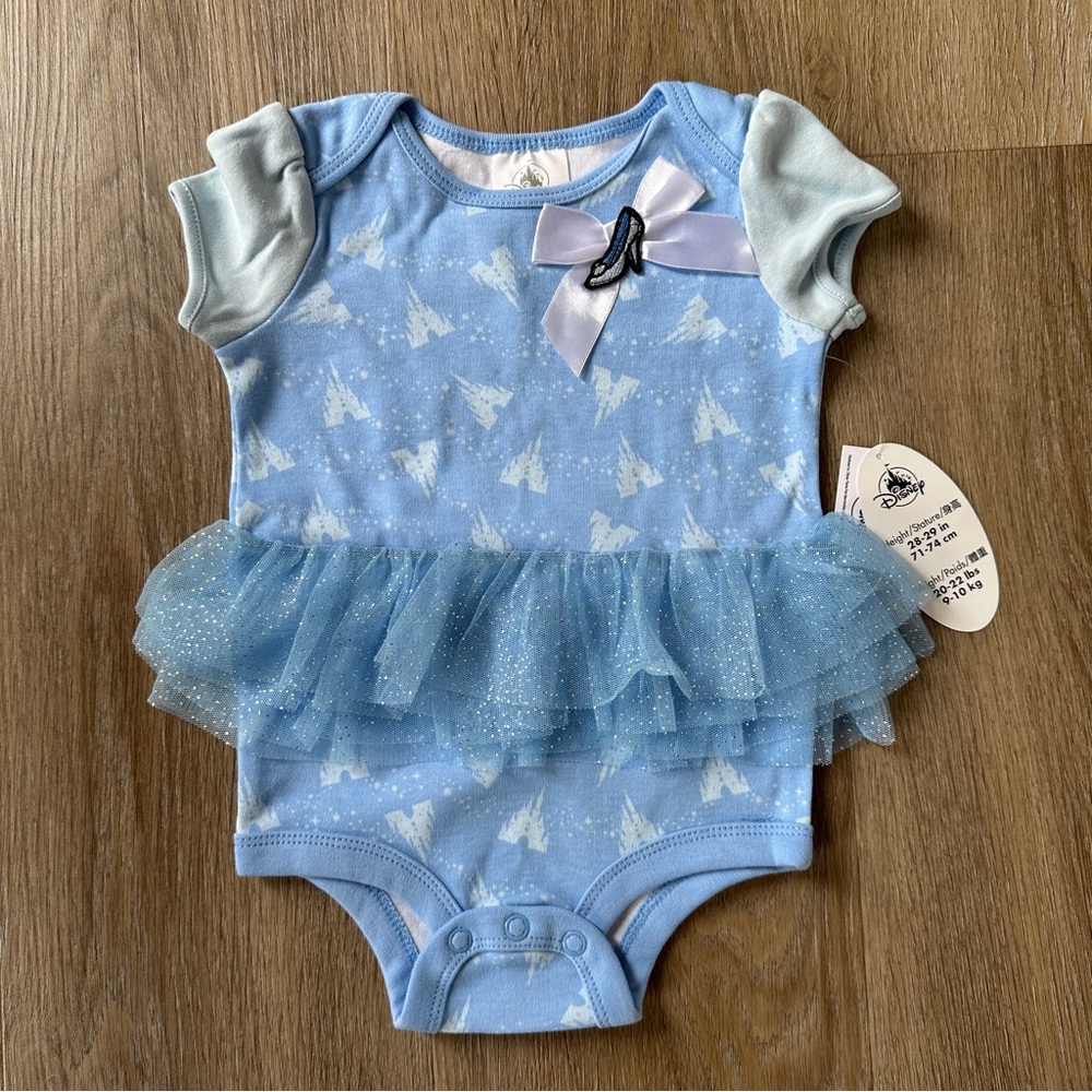 Disney Cinderella Blue Onesie with Tulle Skirt and Bow